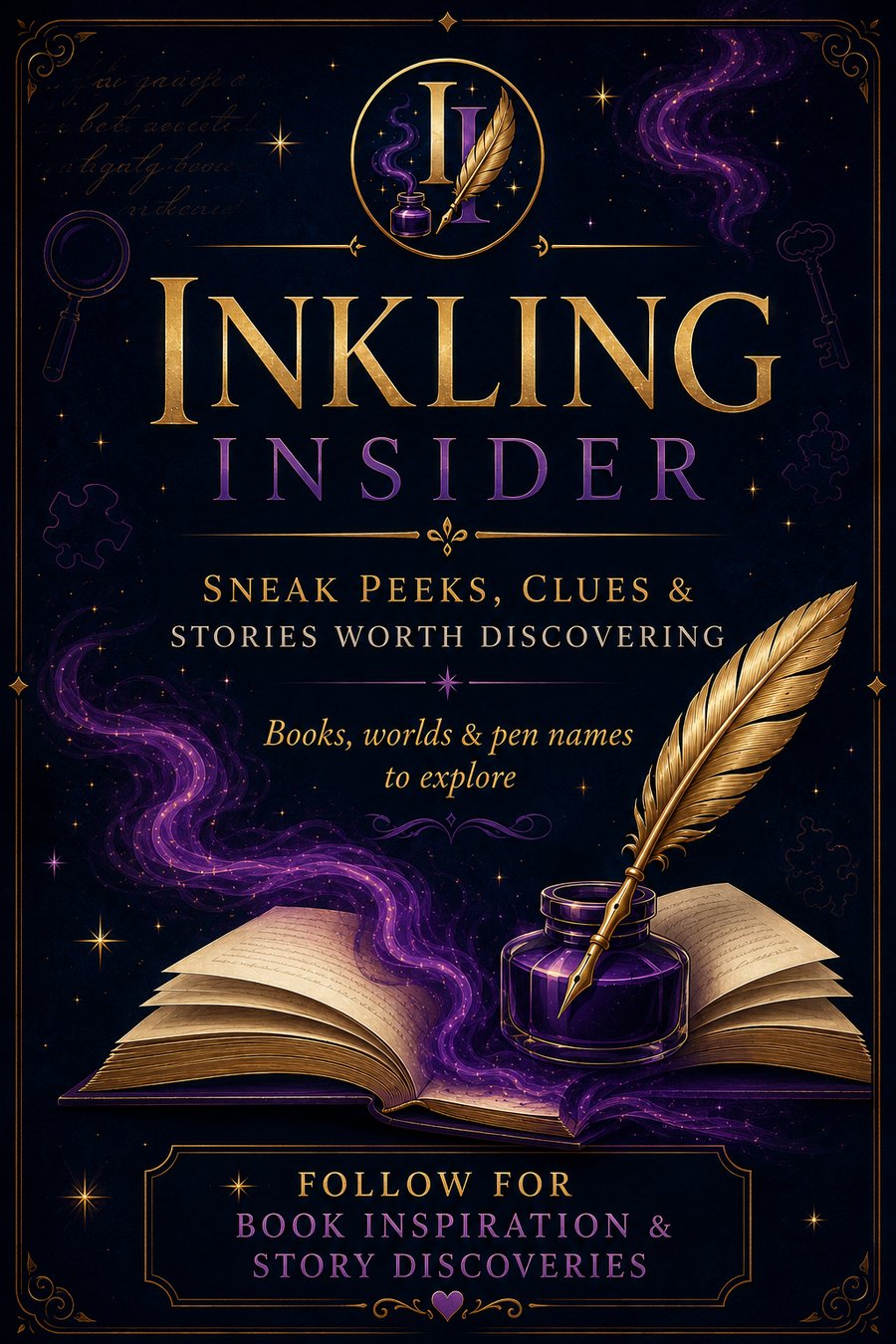 Inkling Insider poster artwork with quill, book, ink and gold lettering